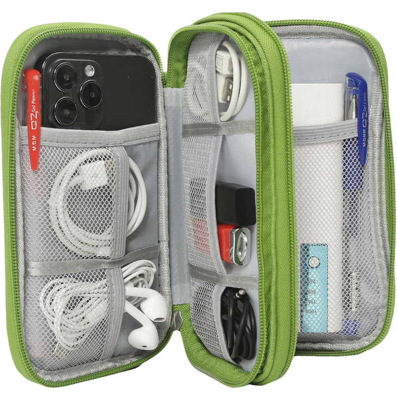 Electronic Organizer Travel USB Cable Accessories Bag/Case, Waterproof Electronics Accessories Case Organizer Bag for Cable, Cord, Charger, Phone, Power Bank, Earphone (Grass Green, Large) Grass Green