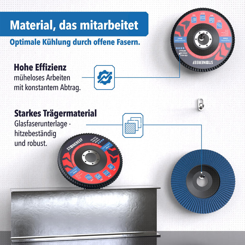 Serrated Discs 125 mm Set of 4 Roughing Discs Zirconia Corundum for Metal | 4 slat discs 125 x 2.0 x 22.23 mm for all standard angle grinders 125 mm, 4 pieces