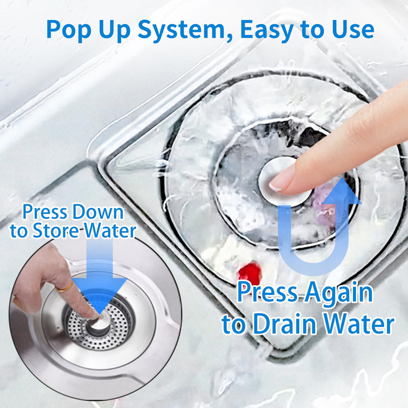 3 in 1 Kitchen Sink Drain Strainer,Pop up Sink Stopper Kitchen Drain, Anti-Clogging Strainer Basket Odor Prevention Plug Stopper for US Standard 3-1/2” Drain (Silver-2pcs) Silver-2pcs