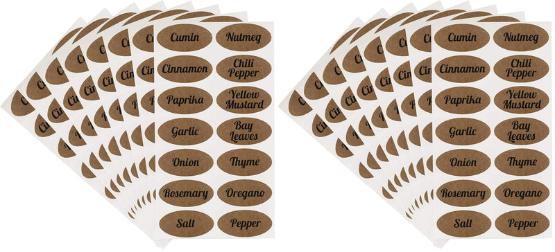 ChromaLabel 1 x 2 Inch Oval Kraft Labels, Imprinted, 112 Stickers per Pack, Assorted Spices (Pack of 2) 1" x 2" (Pack of 2)