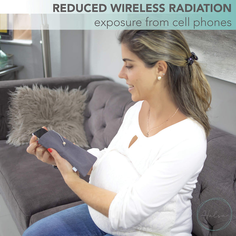 Halsa EMF Shield Sleeve for Cell Phone - Signal Blocking Anti-EMP Pouch - Smartphone Protection Case Against Radiation, EMF, 5G, RFID - Grey - 4x8 Inch Fits Most Phones Gray