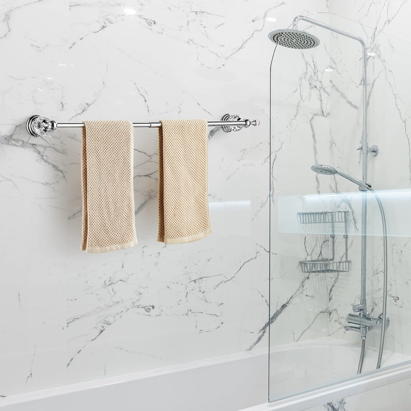 BATHSIR Crystal Towel Bar 24 Inch, Chrome Bathroom Towel Rack, Hand Towel Holder Wall Mounted Silver