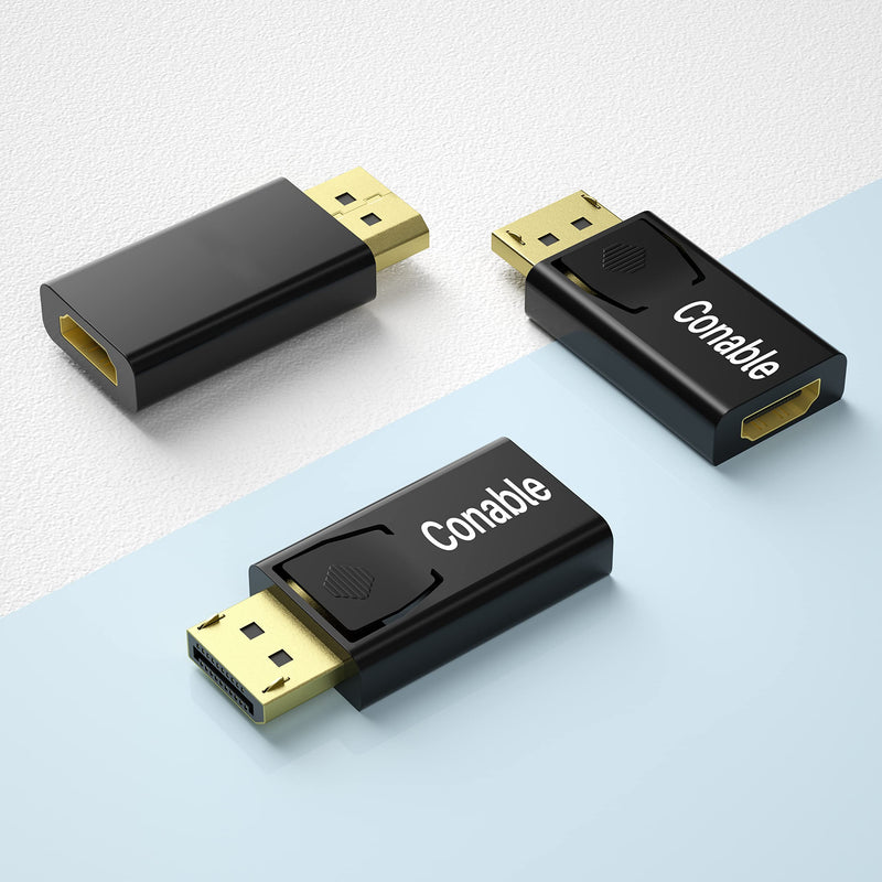 DisplayPort to HDMI Adapter 3 Pack, 4K Uni-Directional Gold Plated DP PC to HDMI Monitor, Male to Female Converter, Compatible with DisplayPort Source Devices DP to HDMI Adpater