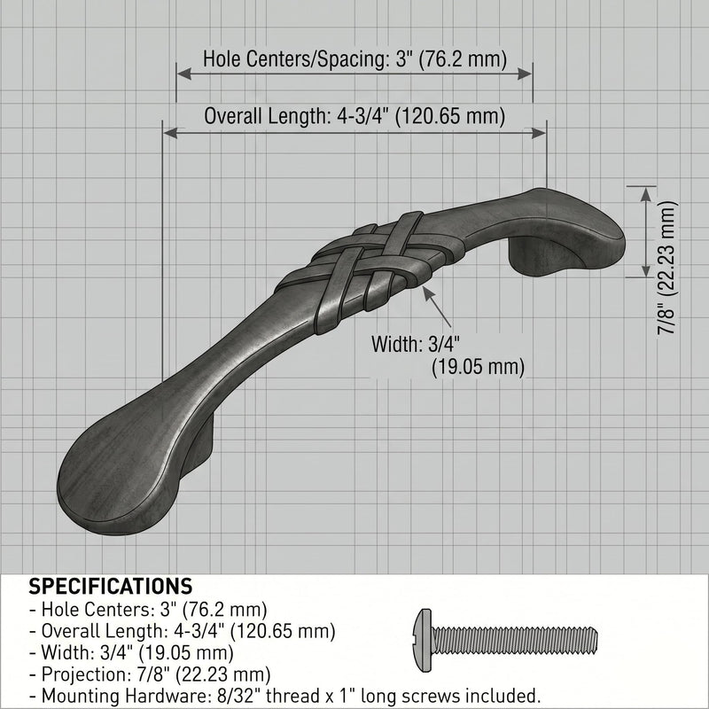 Cosmas 10 Pack 7063ORB Oil Rubbed Bronze Braided Cabinet Hardware Handle Pull - 3" Inch (76mm) Hole Centers