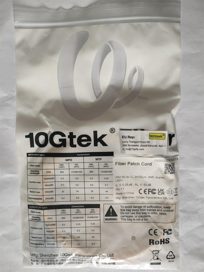 10Gtek Fiber Patch Cable - LC to SC OS2 1G/10G Singlemode Jumper Duplex 9/125 LSZH Fiber Optic Cord, Yellow, 30-Meter(98.4-ft) 30m SMF OS2, LC-SC, Duplex 1