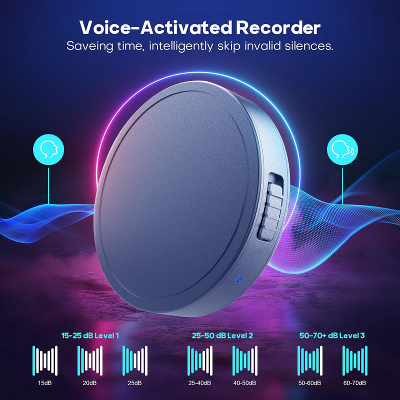 128G (1600 Hour) Magnetic Voice Activated Recorder - Nanezan Recording Device MP3 Records with 70 Hours Battery Time, USB-C Audio Recorder for Work, Lectures, Meetings, Interviews Gray-128GB