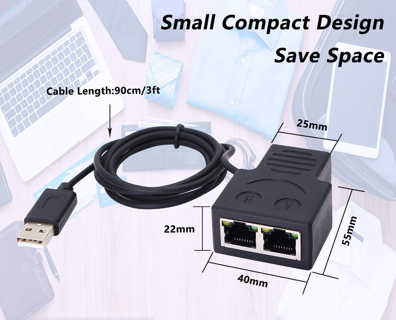 CERRXIAN RJ45 Network Splitter Adapter, RJ45 1 to 2 Female LAN Ethernet Network Splitter 2 Devices Share The Internet at The Same Time for Cat5, Cat5e, Cat6