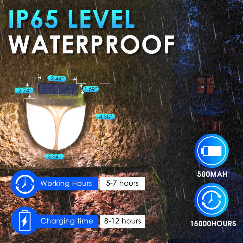 Energetic Small Solar LED Lights, IP65 Waterproof Dusk to Dawn Mini Solar Powered Lighting, 3000K Outdoor Wall Light for Garden, Deck, Patio, Yard, Driveway, Porch, Front Door, No Magnetic, 3 Pack No Magnetic Solar Lights