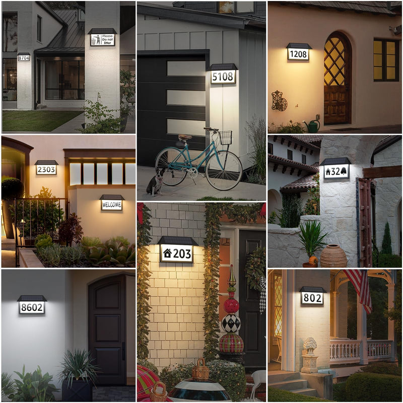 ASOMST Solar Address Sign, Lighted House Numbers Waterproof, 3-Color Lighting Modes LED Illuminated Address Plaque, Wall Mount Address Number for Home 1