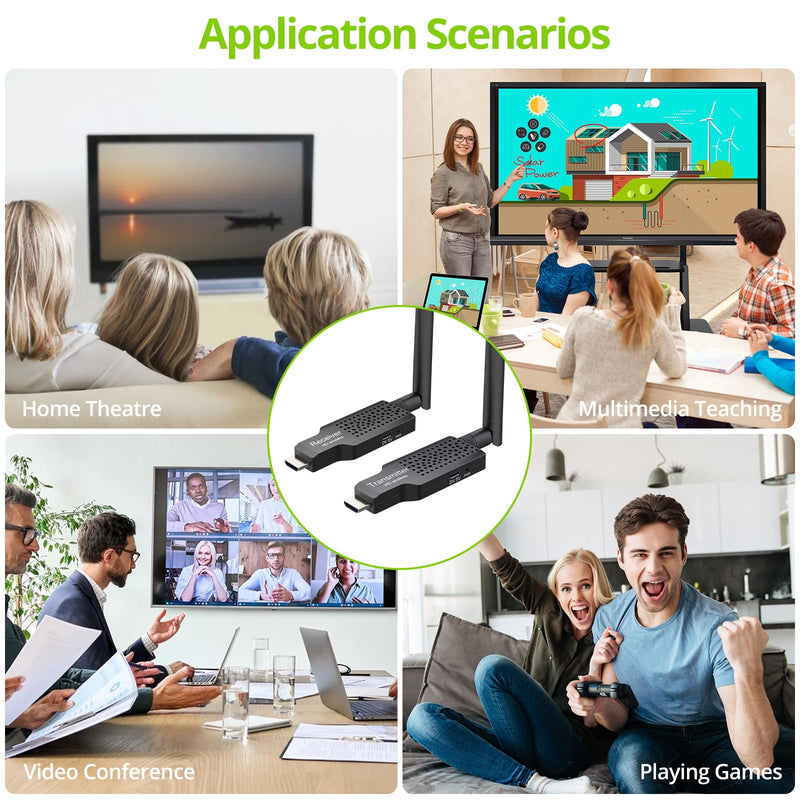 LiNKFOR 5.8G Wireless HDMI Transmitter and Receiver,1080P/60Hz Wireless HDMI Extender Kit, Plug and Play, 50M/164Ft, for Streaming Video to Display/Projector/HDTV from Laptop, PC, TV Box