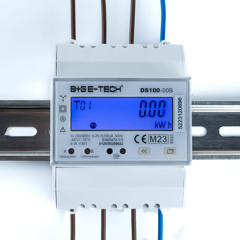 Electricity meter [DS100] 3 phase bi-directional three-phase current meter for DIN rail with RS485 Modbus-RTU, DLT654, S0 pulse or DI signal input | DS100-00B (with 2x S0 and RS485) DS100-00B (with 2x S0 and RS485)
