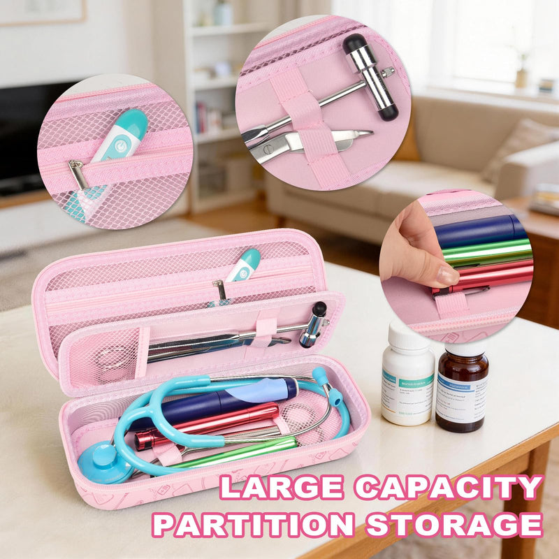 PAIYULE Stethoscope Case for 3M Littmann Classic III Monitoring/Lightweight II S.E/MDF Acoustica/Cardiology IV Diagnostic Stethoscopes, with Storage Divider for Doctor Nurse Accessories-Pink(Box Only) Pink