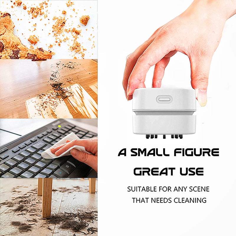 TRZLIFE Desk Vacuum, Upgraded Version of Mini Desk Vacuum Cleaner More Durable Desk Accessory Sucks Tiny Items and Crumbs on Desktop Drawer Countertop Ideal Tech White Elephant Gift Pink