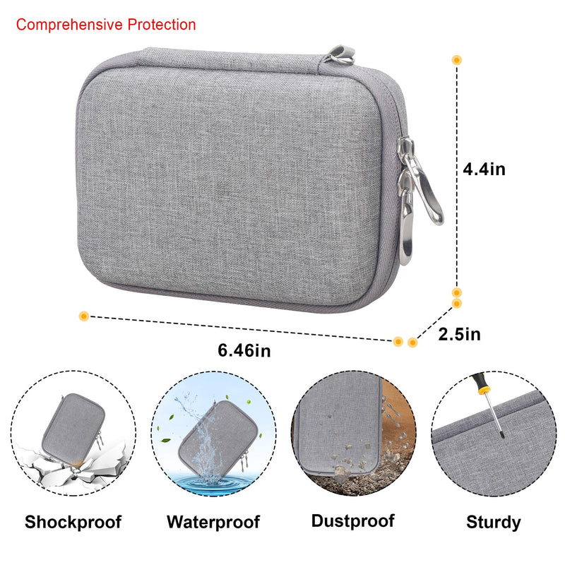 Elonbo Carrying Case for iDPRT Mini Printer, Label Maker Machine Travel Bag, Portable Sticker Thermal Label Printer Storage Holder, Mesh Pocket Fits Printer Paper Label Tape, Grey