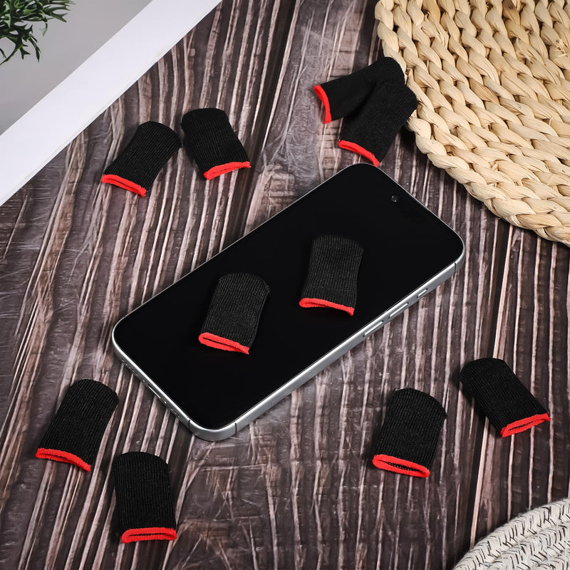 10Pcs Mobile Phone Gaming Finger Sleeves, Anti Sweat Game Controller Finger Thumb Sleeve, Superconducting Nanofibers Sleeves, Breathable Finger Covers Touchscreen Gaming Gloves