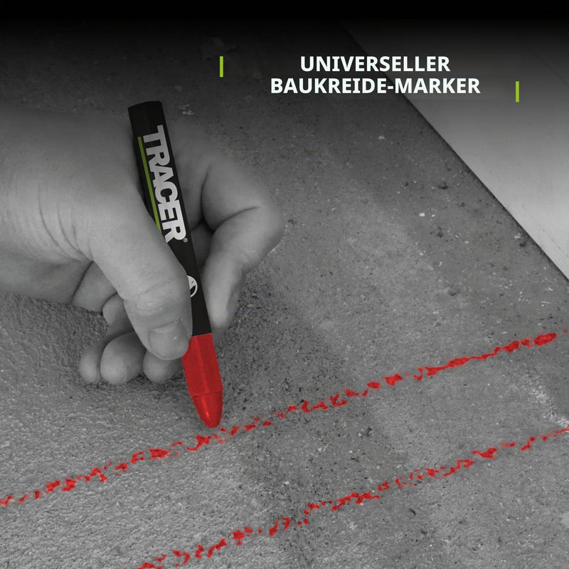 Tracer Grease Marker Chalk - Construction Site Signing Chalk - Pack of 12 Red | Forest chalk and grease chalk for wood, metal and concrete, wax pen for carpenters, roofers and bricklayers