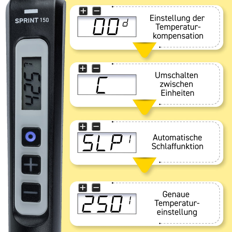 GALLUNOPTIMAL temperature controlled soldering iron - 150 watts, 80° - 480°C, with LCD display - temperature controlled, with calibration function, 230V - GOSprint150 150 watt version