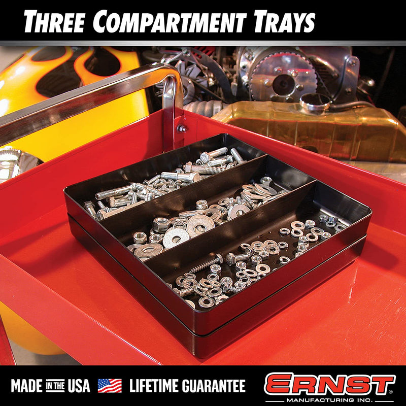 Ernst Tool Garage Organizer Tray, Red, 3-Compartments (Pack of 4) 10.5" x 10.5" x 1.5" (Pack of 4) 레드