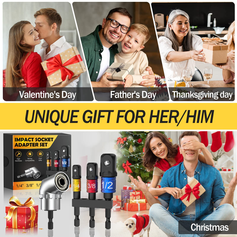 Stocking Stuffers for Men Adults Women Husband Dad Father Mother Teens Christmas Gifts Cool Gadgets 3-Piece 1/4 3/8 1/2" Socket WrenchImpact Socket Adapter Set Tools Extension Drill Adapter Bit Set