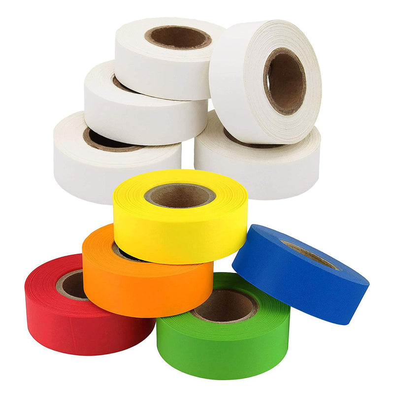 ChromaLabel 3/4 Inch Color Code Labeling Tape Value Packs, White and Multicolor, 10 Rolls, 500"/Roll