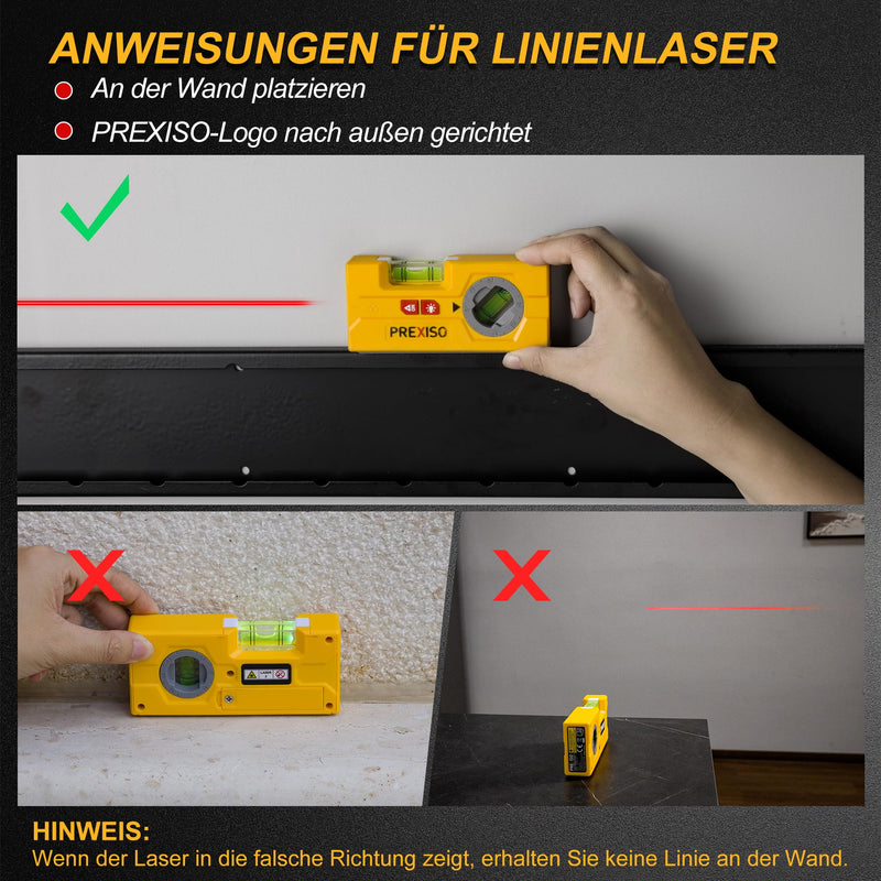 PREXISO 2 in 1 Laser Spirit Level Torpedo Spirit Level with LED Light | Magnet and 10m Laser Cross Line Laser Digital Spirit Level with Laser for Pictures, Markings, DIY