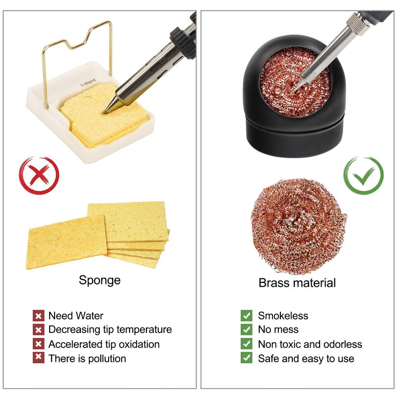 Soldering Tip Cleaner Soldering Iron Tip Cleaner and Holder, Soft Wrapped Brass Tip Cleaner Kit Cleaning Wire Scrubber Cleaner (4 Brass Balls, Black)