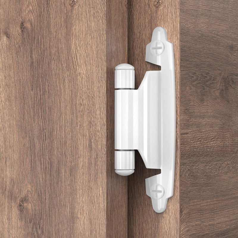Chibery 1/2" Overlay Cabinet Hinges, 20 Pack Self Closing Flush Mount Hinges with Door Bumper, Variable Decorative Hardware for Bathroom, Furniture, Kitchen Cabinet Doors, White