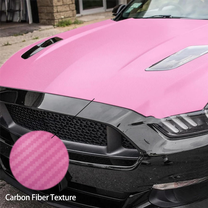 Lypumso 3D Pink Carbon Fiber Vinyl Wrap, Car Wrap Film Roll with Air-Release Technology for DIY Use, Car Auto Decal Exterior and Interior Wrapping Film, Vehicle Self Adhesive Sticker 1ft x 5ft