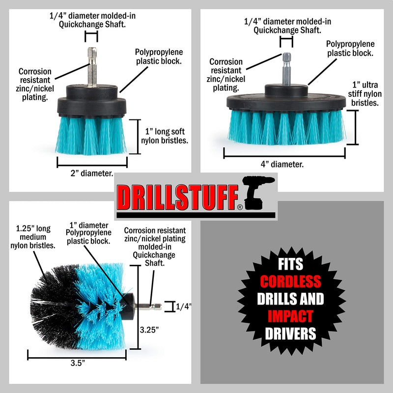 Aquatic Cleaning Supplies - Boat Cleaning Accessories - Hull Cleaning Brush Set - Boat Scrubbing Deck Brush - Spinning Drill Heads Brush Kit - Barnacle Removing Tool - Tank Cleaning Brushes - Aquatic Teal
