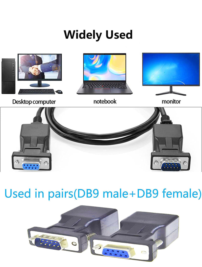 RS232 DB9 to RJ45 Serial Adapter DB9 Male to RJ45 Female Serial Converter and DB9 Female to RJ45 Female Serial Coupler LAN Ethernet Cat5e Cat6 Extender Adapter 2pcs
