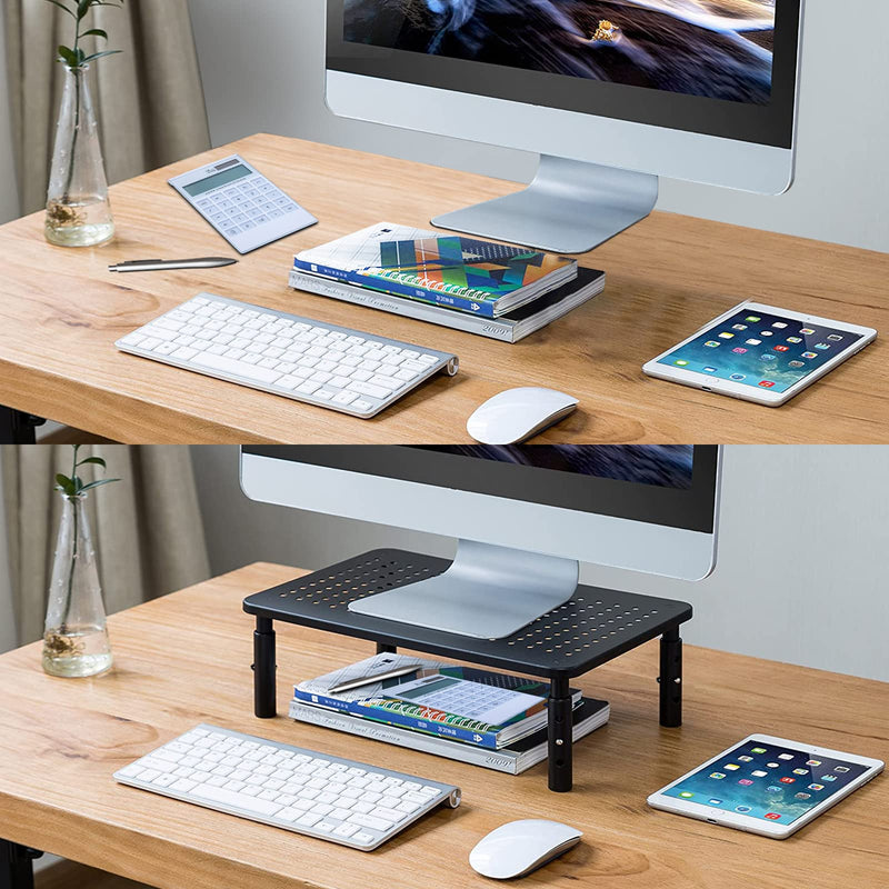 Bracwiser Monitor Stand Riser, Metal Computer Stand, 3 Height Adjustable Screen Riser with Mesh Platform for PS4, Laptop, Printer, Notebook and All Flat Screen, Holds Up to 20KG 1 PACK
