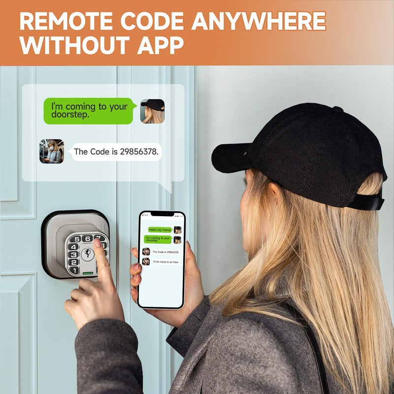 Richelock Square Door Knob with Keypad, Keylees Entry Door Lock with Cylinder, Auto Lock, Waterproof & Weatherproof Code Doorknob for Outdoor & Indoor, Bedroom, Entry Door,Office -Satin Nickel Satin Nickel
