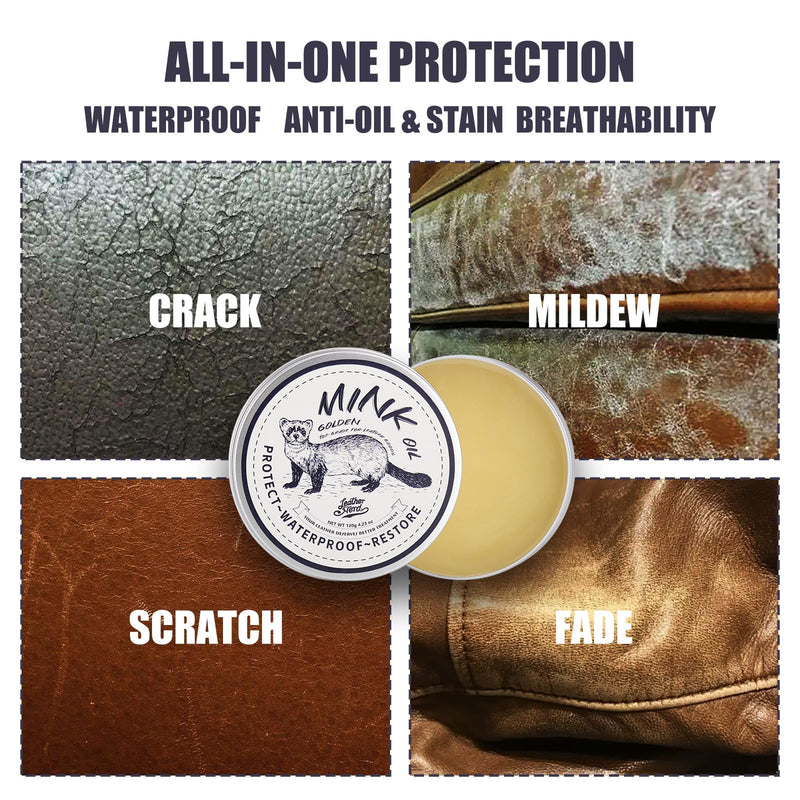 Mink Oil Leather Conditioner Cleaner for Leather Boots, Mink Oil Kit 4.23 Oz with Sponge, All-Natural Waterproof Soften and Restore Shoe, Boot, Saddle, Jacket, Purse, Glove, Vinyl and Leather Products