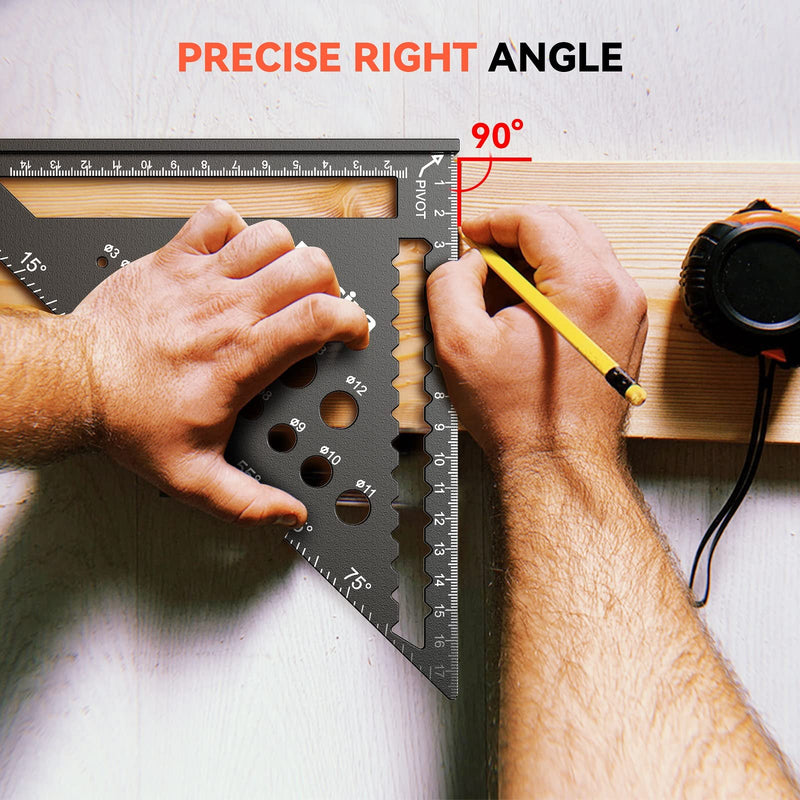 Carpenter's square, multifunctional stop square, metal, aluminum ruler, angle guide, 18 cm, carpenter's square, carpenter's square, protractor, stop square, 45 and 90 degree angle, marking ruler