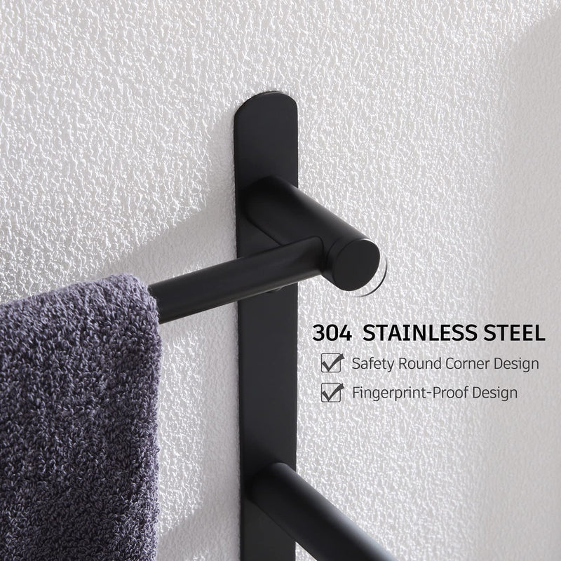 KOKOSIRI Bath Towel Bars Matte Black Bathroom 3-Tiers Ladder Towel Rails Wall Mounted Towels Shelves Rack Stainless Steel, B5002BK-L24 24-Inch
