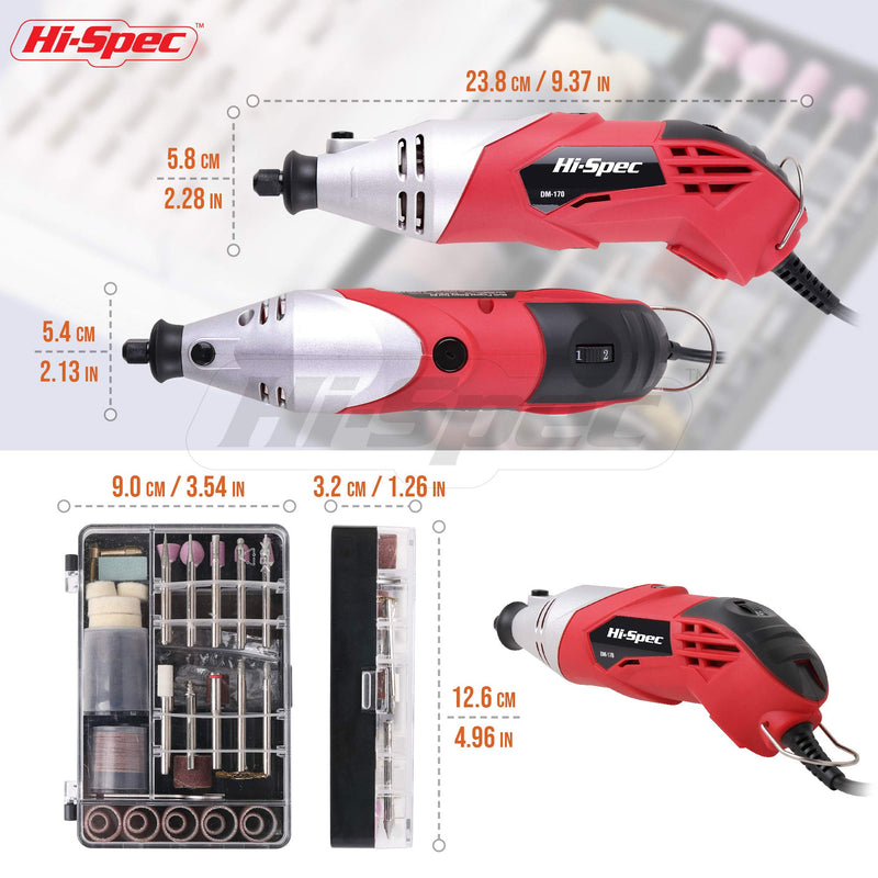 Hi-Spec Rotary Tool Kit Set 170W 1.4A with 121 Piece Dremel Compatible Bit Accessories. Drill, Cut, Trim, Grind & Sand in DIY Repairs, Hobbies & Craftwork Silver
