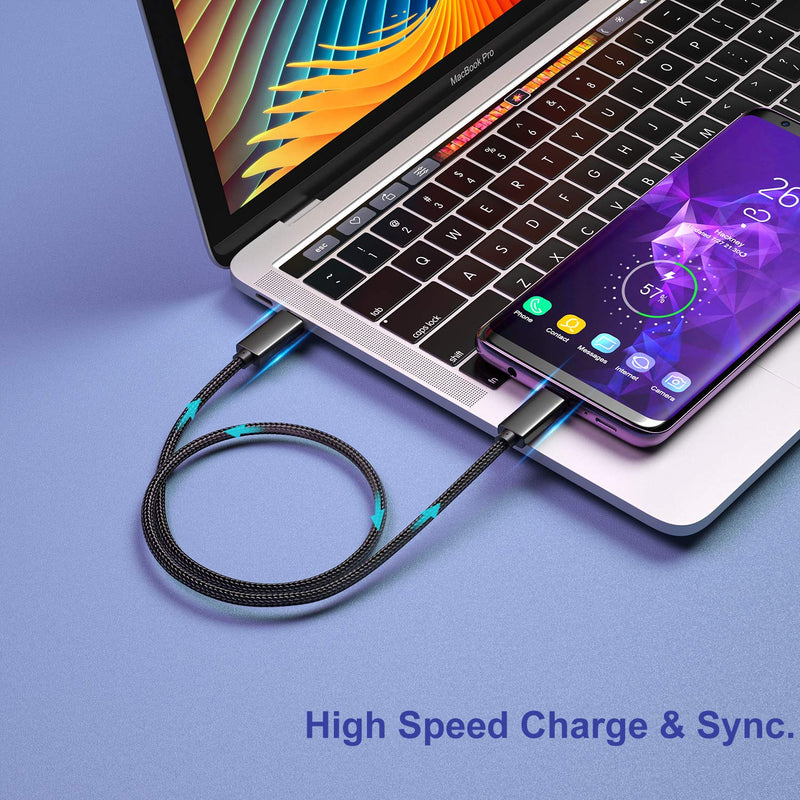 USB C to USB C Cable 1.5ft, Short 100W USBC 3.1 Gen2 Power Delivery Compatible with SSD Hard Drive MacBook iPad Pro PD Docking Station 4K Monitor Galaxy iPhone 17 16 15 Pro Max,2Pack(Black)