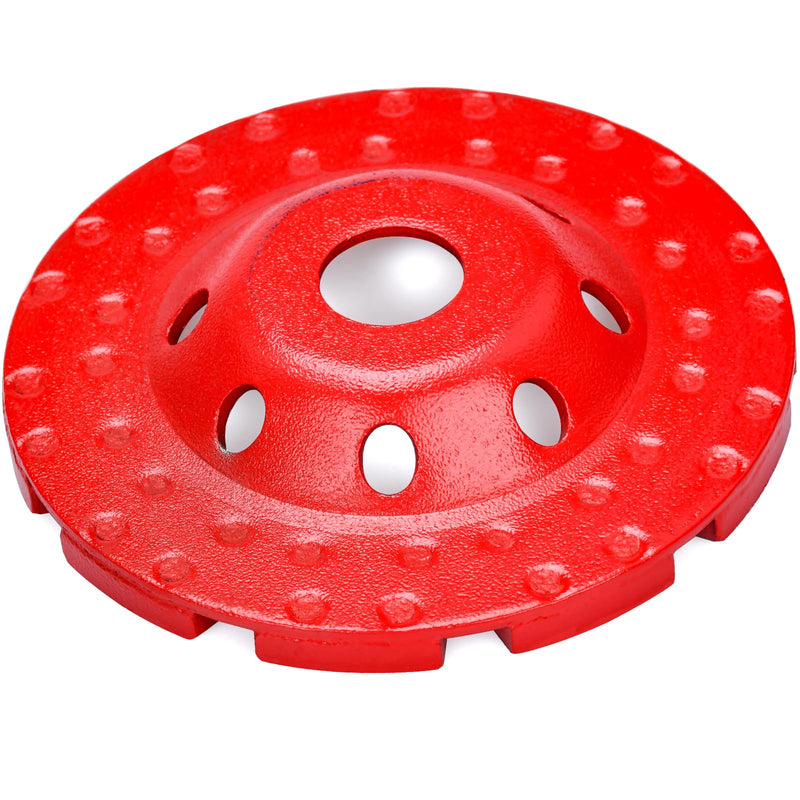 Diamond Cup Wheel 125 x 22.23 mm Double Row for Concrete Red | Diamond Grinding Pot, Cup Grinder and Grinding Wheel for Concrete, Natural Stone, Tile Adhesive, Granite, Masonry