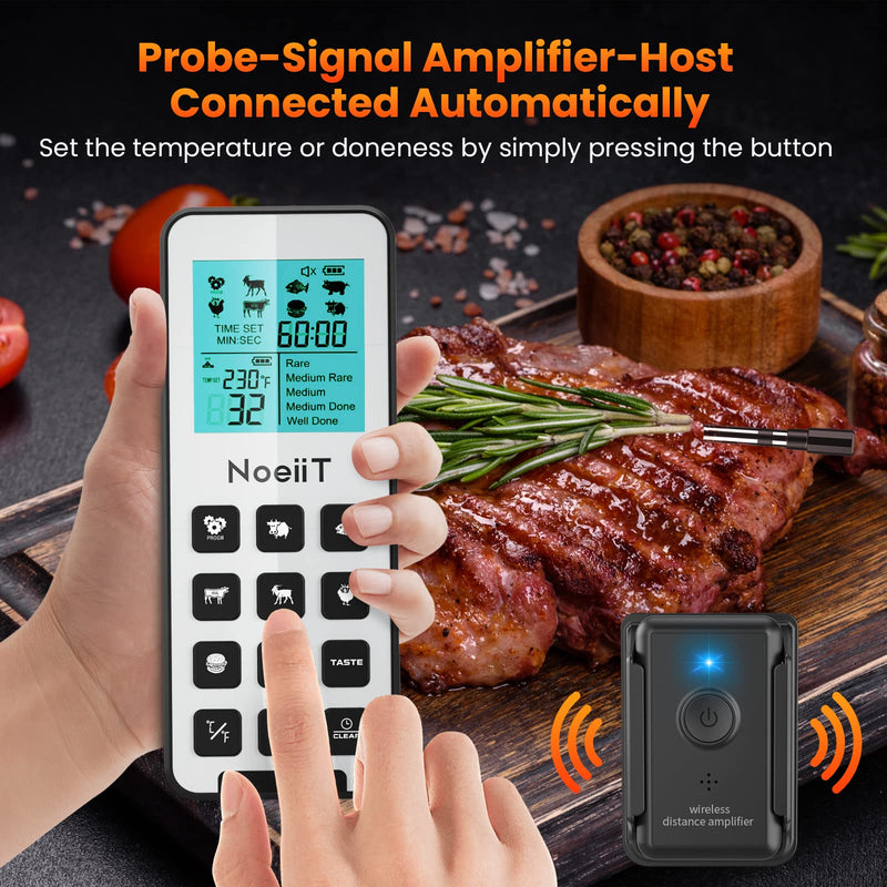 Wireless Meat Thermometer, 300FT Wireless Meat Thermometer Digital with Alarm Function for The Oven, Grill, Kitchen, BBQ, Smoker, Rotisserie