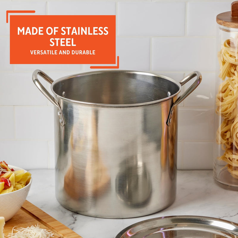 IMUSA USA Stainless Steel Stock Pot with Lid 12-Quart, Silver 12 Quarts