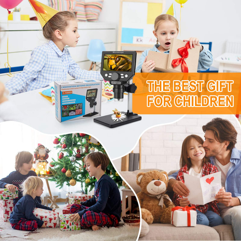 LCD Digital USB Microscope, Koolertron 4.3 Inch 1080P 8 Megapixel 1000X HD Magnification Zoom Wireless Microscope Camera for Adults/Children with 8 LED Light, 2000mAh Battery.