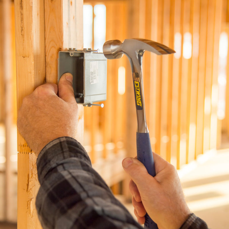 ESTWING Framing Hammer - 20 oz USA Made Straight Rip Claw Hammer with Milled Face & Shock Reduction Grip - E3-20SM