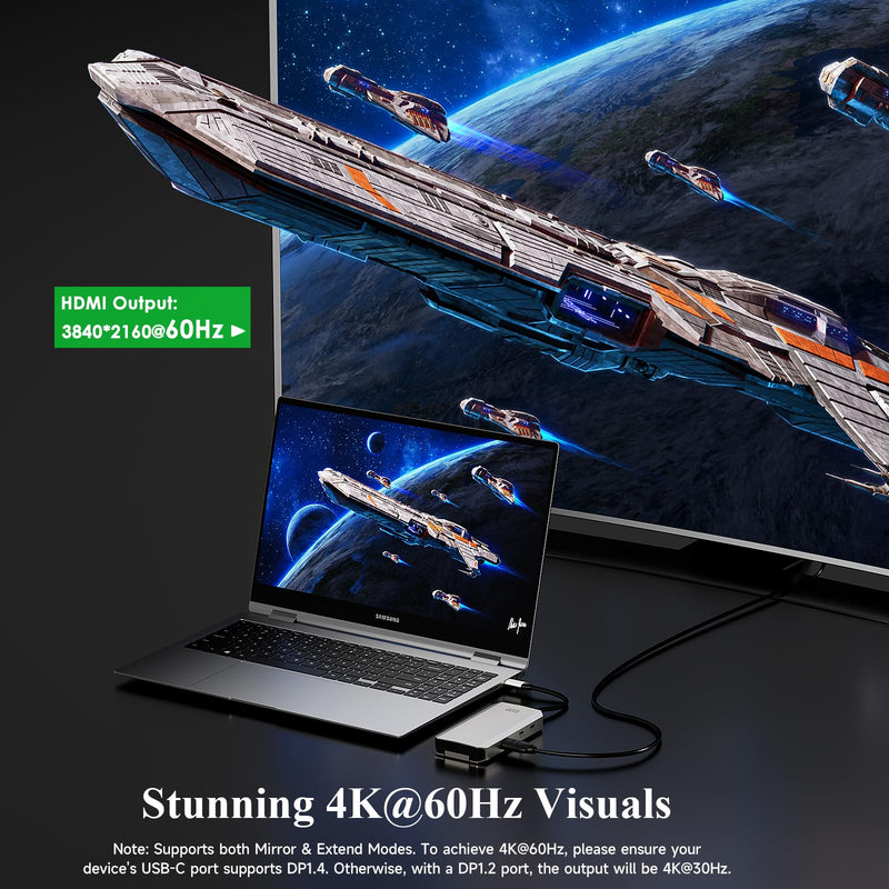 Minthouz USB C Docking Station,8-in-1 USB-C Hub with M.2 NVMe SATA SSD Enclosure,10Gbps Data Transfer, 4K@60Hz HDMI,87W PD,SD/TF Card Reader,USB 3.2 Hub for MacBook Pro/Air, Dell, HP Laptops