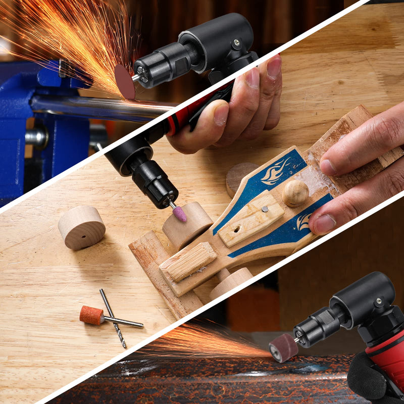 WORKPRO Air Angle Die Grinder, 1/4-Inch Pneumatic Right Angle Die Grinder, 20000RPM, Air-Powered 90 Degree for Grinding, Cutting, Polishing, Welding Repair, Deburring, 1/4" & 1/8" Collets Included 1/4-Inch Right Angle Die Grinder