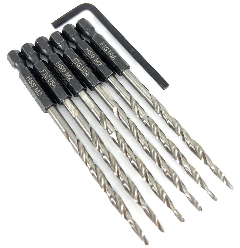 FTG USA Replacement Tapered Countersink Drill Bit Set 6 Pc (#10) 3/16" #10 6 Piece Same Size