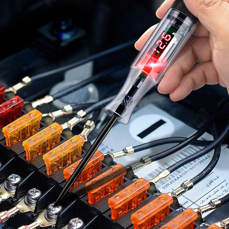 Automotive Test Light 5-90V Digital LED Circuit Tester with Voltage Display, Auto Bidirectional Light Tester, Electrical Voltage Tester with Extended Spring Wire & Probe for Car/RV/Vehicles Basic 90V LED Digital Display