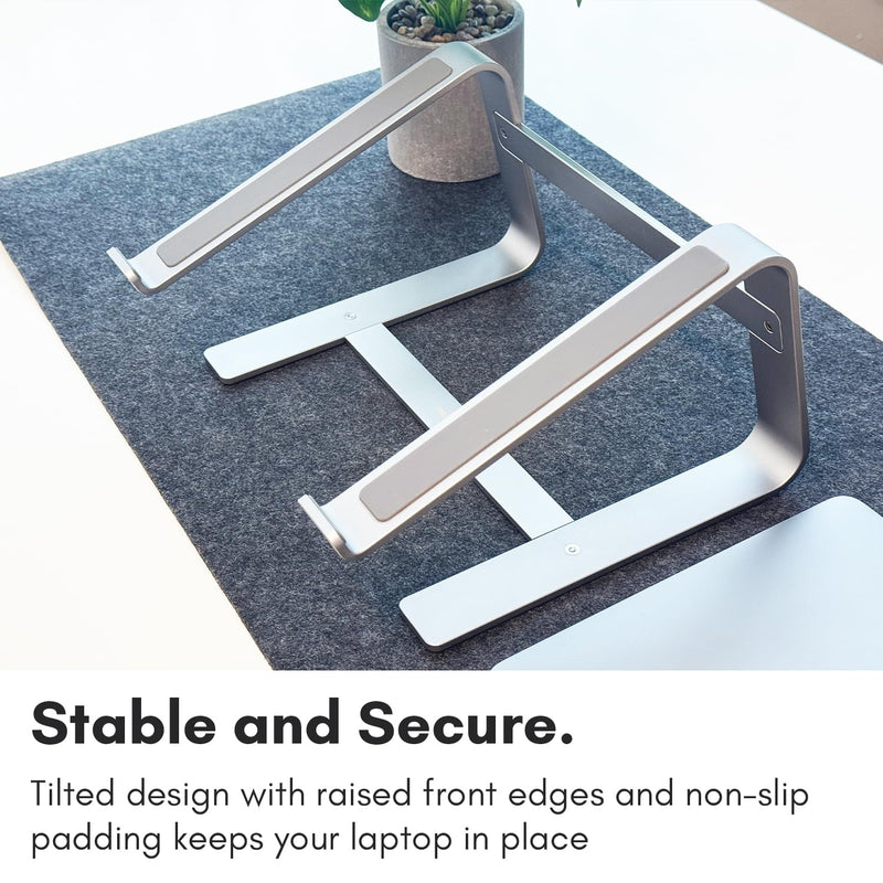 Macally Aluminum Laptop Stand for Desk - Works with All MacBook/Pro/Air & Laptops Between 10” to 17.3” - Sleek and Sturdy Laptop Riser - (ASTANDSG), Space Gray Stand Only