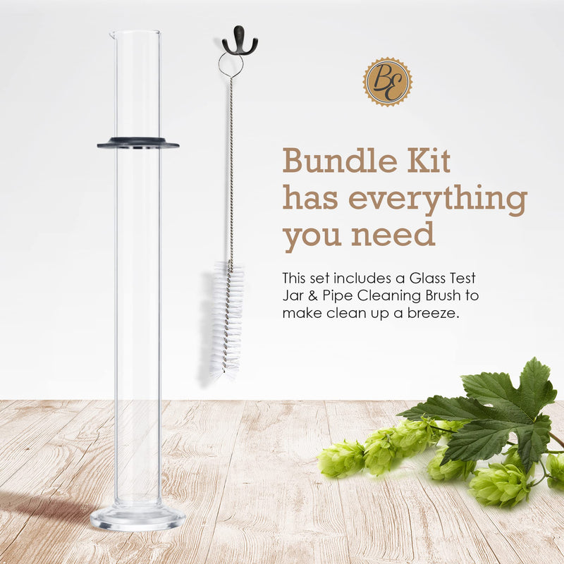Brewer's Elite Hydrometer - for Home Brew Beer, Wine, Mead and Kombucha - Deluxe Triple Scale Set, Hardcase and Cloth - Specific Gravity ABV Tester (Hydrometer & Glass Test Jar Kit) Hydrometer & Glass Test Jar Kit