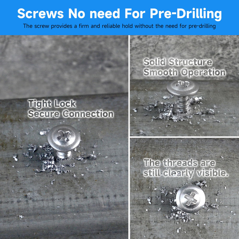 400Pcs #10 x 1 Self Tapping Screws for Metal, 410 Stainless Steel, Sheet Metal Screws for Metal, Truss Head Self Drilling Stainless Steel Screws #10×1" SILVER 400