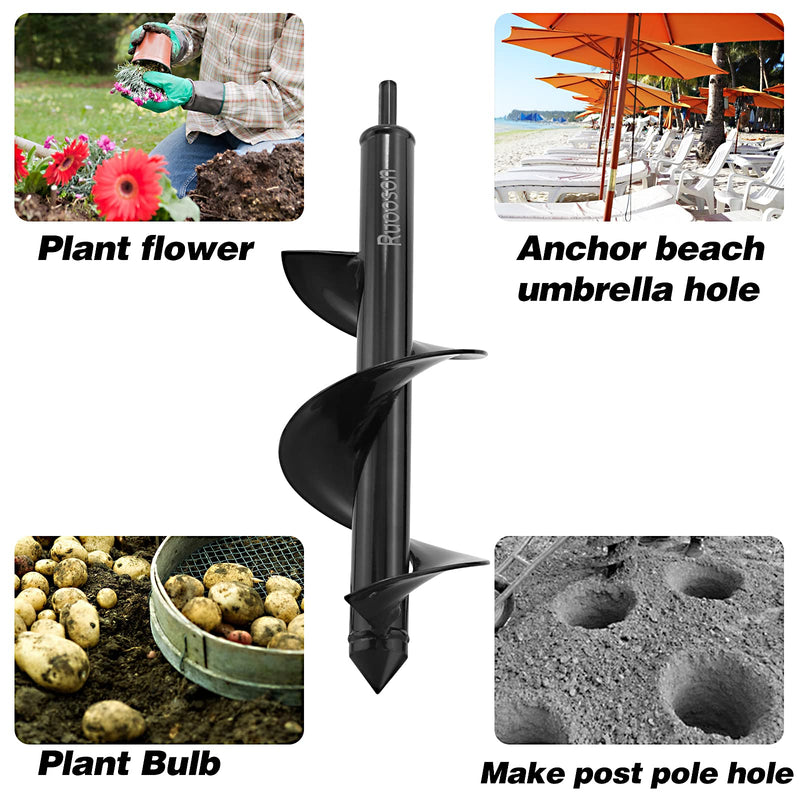 3Pcs Garden Drill Auger Planter, 1.6x9 +2x16.5 +3.2x11.8 in>Ruooson Spiral for Planting Flower Bulb Auger, Rapid Planter Digger for 3/8" Hex Drive (1.6x9 in+2x16.5 in+3.2x11.8 in)